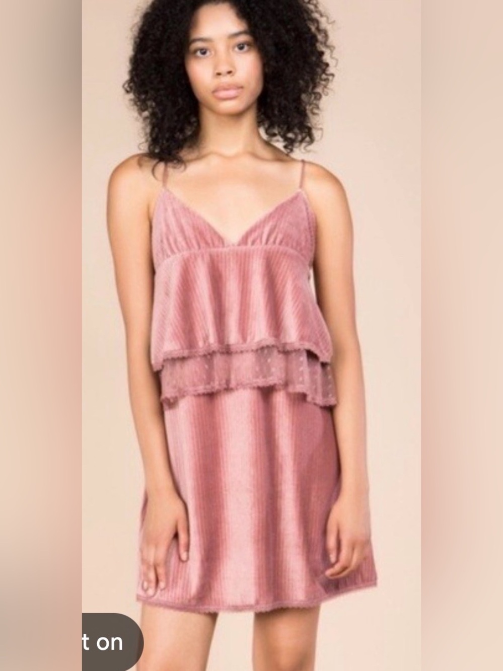 POL Velvet Layered Cami in Rose